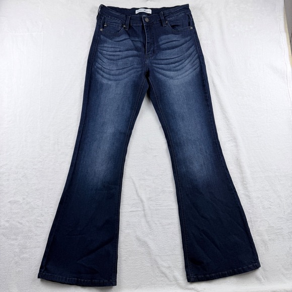 KanCan Denim - KanCan Petite Flare Jeans Dark Wash Whiskering Size 11/29 KC6102D-PT